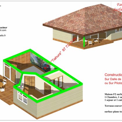 fare 33 f2  bungalow dalle ou pilotis